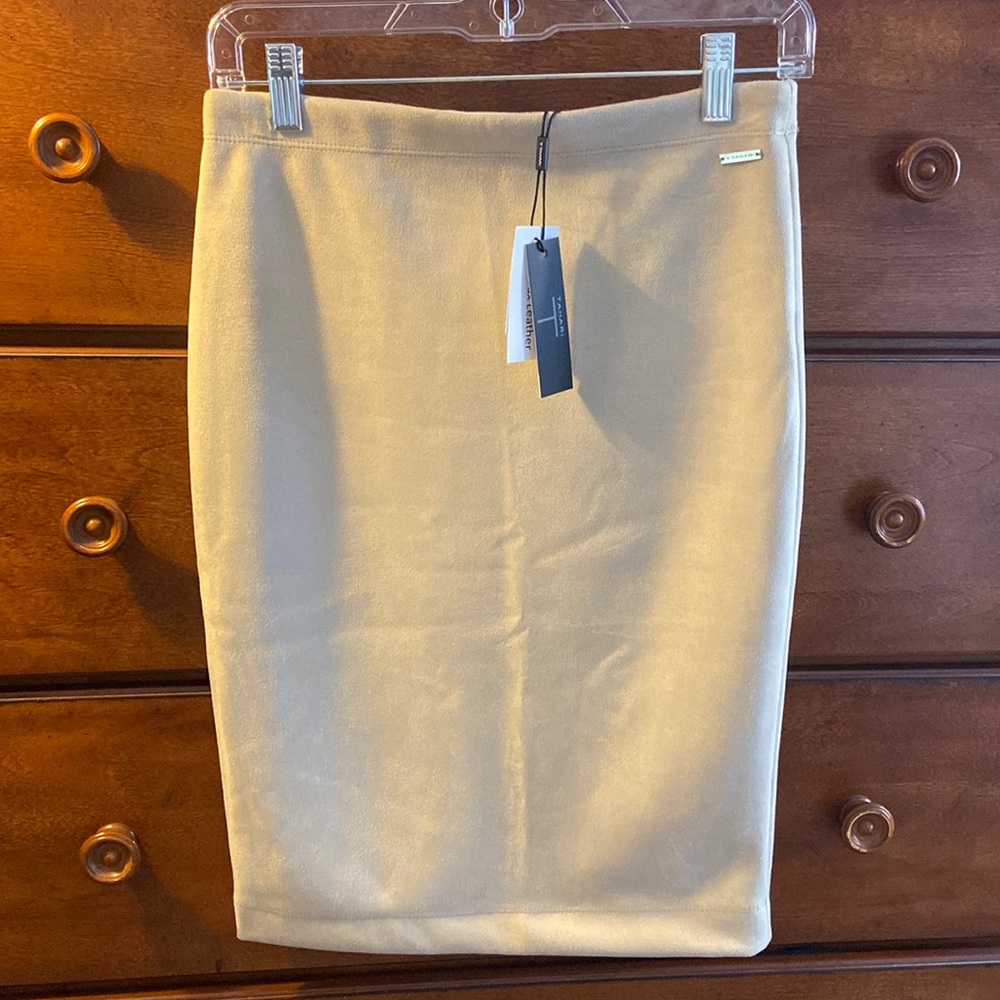 Tahari suede and faux leather pencil skirt, brand new with tags!